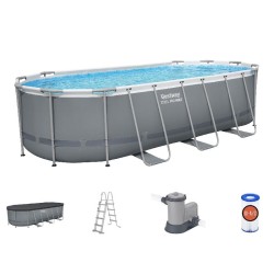 Bestway 56710 Power Steel 549x274x122cm - Piscina Fuori Terra in PVC Ovale con Pompa Di Filtraggio, Scaletta, Telo di Copertura