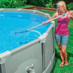 Intex 28003 Deluxe Kit di Pulizia per Piscine fino a 5.49 m, Grigio/Blu, 113.03 x 29.84 x 12.38 cm, Sacco in poliestere