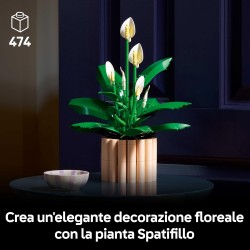 LEGO Botanicals Spatifillo 11504 - Set per Adulti di Piante Artificiali con Vaso, Fiori Bianchi Finti e Boccioli - Decorazione 