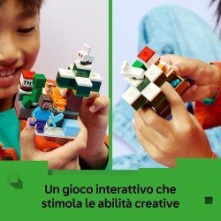 LEGO Minecraft 21583 Avventura di Steve nella Taiga - Giocattolo con Minifigure di Steve con Spada di Diamante, Creeper, Volpe 