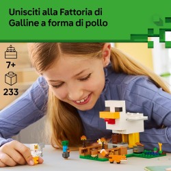 LEGO Minecraft 21585 Fattoria di Galline - Giocattolo da Costruire con Minifigure di un Fan della Gallina, Mob di un Baby Zombi