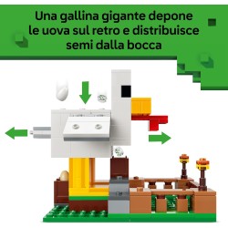 LEGO Minecraft 21585 Fattoria di Galline - Giocattolo da Costruire con Minifigure di un Fan della Gallina, Mob di un Baby Zombi