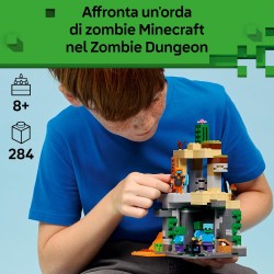 LEGO Minecraft 21587 Zombie Dungeon - Giocattolo Interattivo con Minifigure di Viandante, 3 Figure Zombie, Slime e un Tavolo da