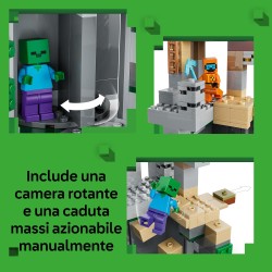 LEGO Minecraft 21587 Zombie Dungeon - Giocattolo Interattivo con Minifigure di Viandante, 3 Figure Zombie, Slime e un Tavolo da