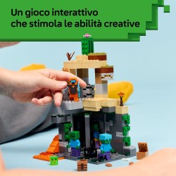 LEGO Minecraft 21587 Zombie Dungeon - Giocattolo Interattivo con Minifigure di Viandante, 3 Figure Zombie, Slime e un Tavolo da