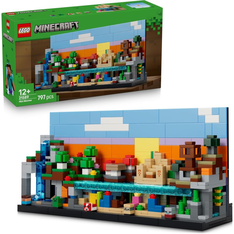 LEGO Minecraft 21589 Mini-Biomi Giocattolo - Decorazione Fai da Te in Miniatura per la Stanza da Gaming - Puzzle 3D con 5 Micro