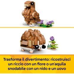 LEGO Creator 31376 3 in 1 Simpatico Criceto con Fiore Giocattolo - Animale Trasformabile in Riccio o Aquila con Uovo - Decorazi