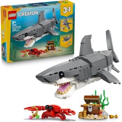 LEGO Creator 31381 3 in 1 Squalo con Scrigno del Tesoro Giocattolo - Animale Marino Trasformabile in Rana Pescatrice o Manta - 