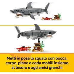 LEGO Creator 31381 3 in 1 Squalo con Scrigno del Tesoro Giocattolo - Animale Marino Trasformabile in Rana Pescatrice o Manta - 