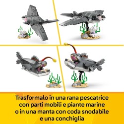 LEGO Creator 31381 3 in 1 Squalo con Scrigno del Tesoro Giocattolo - Animale Marino Trasformabile in Rana Pescatrice o Manta - 