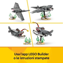 LEGO Creator 31381 3 in 1 Squalo con Scrigno del Tesoro Giocattolo - Animale Marino Trasformabile in Rana Pescatrice o Manta - 