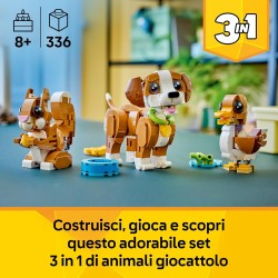 LEGO Creator 31382 3 in 1 Adorabili Animali: Cagnolino Giocoso - Giocattolo con Animale Domestico Trasformabile in Scoiattolo o
