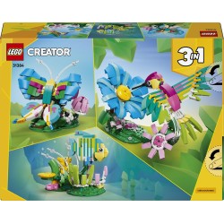 LEGO Creator 31384 3 in 1 Animali Selvatici: Colibrì Variopinto - Uccello Giocattolo Trasformabile in Farfalla o Pesce - Decora