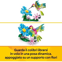 LEGO Creator 31384 3 in 1 Animali Selvatici: Colibrì Variopinto - Uccello Giocattolo Trasformabile in Farfalla o Pesce - Decora