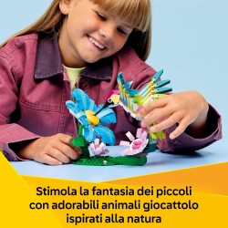 LEGO Creator 31384 3 in 1 Animali Selvatici: Colibrì Variopinto - Uccello Giocattolo Trasformabile in Farfalla o Pesce - Decora