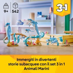 LEGO Creator 31385 3 in 1 Animali Marini: Meravigliosi Delfini Giocattolo - Si Trasforma in Cavalluccio Marino o in Granchio - 