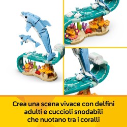 LEGO Creator 31385 3 in 1 Animali Marini: Meravigliosi Delfini Giocattolo - Si Trasforma in Cavalluccio Marino o in Granchio - 