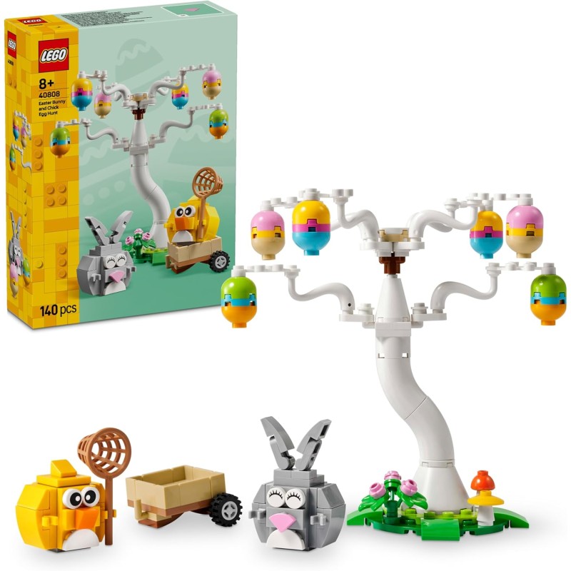 LEGO 40808 Coniglietto Pasquale e Caccia alle Uova - Giocattolo di Pasqua con Figure di Coniglio e Uccellino - Kit di Arti e Me