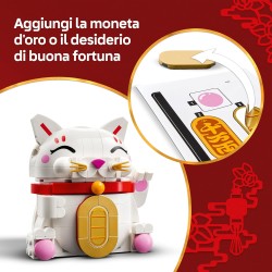 LEGO 40813 Gatto della Fortuna - Costruzioni per Adulti e Bambini - Modello da Esposizione - Animale con Zampa che Saluta, Mone