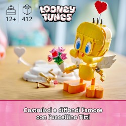 LEGO 40824 Titti - Uccellino Giocattolo - Modello Looney Tunes da Esposizione con Mazzo di Fiori, Cuore, Arco di Cupido e Suppo