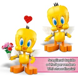 LEGO 40824 Titti - Uccellino Giocattolo - Modello Looney Tunes da Esposizione con Mazzo di Fiori, Cuore, Arco di Cupido e Suppo