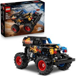 LEGO Technic 42219 Monster Jam Grave Digger Fuoco e Ghiaccio - Camion Giocattolo Pull-Back - Veicolo da Corsa con Dettagli Aute