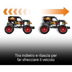 LEGO Technic 42219 Monster Jam Grave Digger Fuoco e Ghiaccio - Camion Giocattolo Pull-Back - Veicolo da Corsa con Dettagli Aute