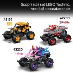 LEGO Technic 42219 Monster Jam Grave Digger Fuoco e Ghiaccio - Camion Giocattolo Pull-Back - Veicolo da Corsa con Dettagli Aute