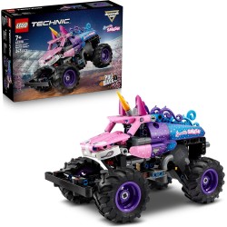 LEGO Technic 42220 Monster Jam Sparkle Smash a Retrocarica - Camion Giocattolo Pull-Back - Auto da Corsa a Tema Unicorno Rosa