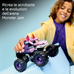 LEGO Technic 42220 Monster Jam Sparkle Smash a Retrocarica - Camion Giocattolo Pull-Back - Auto da Corsa a Tema Unicorno Rosa