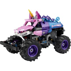 LEGO Technic 42220 Monster Jam Sparkle Smash a Retrocarica - Camion Giocattolo Pull-Back - Auto da Corsa a Tema Unicorno Rosa