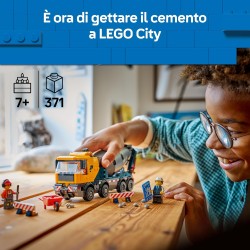 LEGO City 60478 Betoniera Giocattolo - Gioco Didattico con Veicolo da Cantiere, 3 Minifigure, Tamburo Rotante e Funzione di Sca