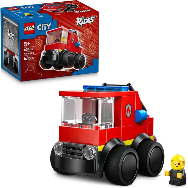 LEGO City 60482 Veicoli – Autopompa - Mini Camion Giocattolo di Emergenza con Minifigure Junior di un Pompiere - Regalini Fine 