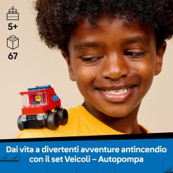 LEGO City 60482 Veicoli – Autopompa - Mini Camion Giocattolo di Emergenza con Minifigure Junior di un Pompiere - Regalini Fine 