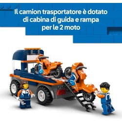 LEGO City 60491 Trasportatore di Moto - Giocattolo per lo Sviluppo della Motricità Fine con Camion, 2 Motociclette, 2 Minifigur