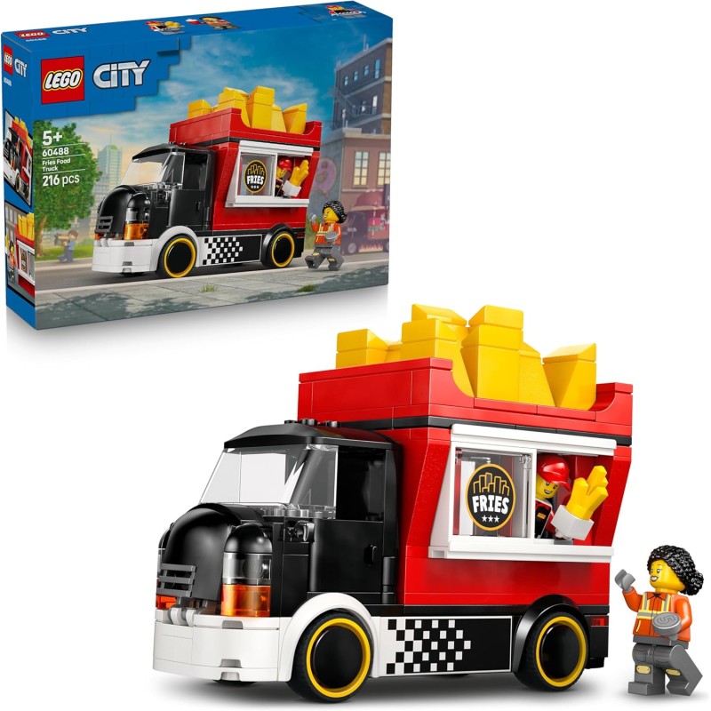 LEGO City 60488 Food Truck delle Patatine - Camion Giocattolo con Negozio Rimovibile, 2 Minifigure, Accessori e Cibo - Idea Reg