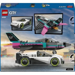 LEGO City 60489 Jet Contro Auto Sportiva Giocattolo - Set con Aereo, Macchina e 2 Minifigure di Piloti - Idea Regalo Creativa d