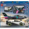 LEGO City 60489 Jet Contro Auto Sportiva Giocattolo - Set con Aereo, Macchina e 2 Minifigure di Piloti - Idea Regalo Creativa d