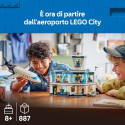 LEGO City 60502 Aeroporto con Aereo Giocattolo - Modello in Miniatura con Terminal, Aeroplano, Rimorchiatore, Ponte, 9 Minifigu