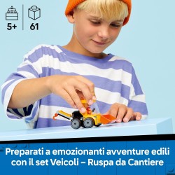 LEGO City 60483 Veicoli – Ruspa da Cantiere Giocattolo - Mini Escavatore con Minifigure Junior di Operaio - Regalini Fine Festa
