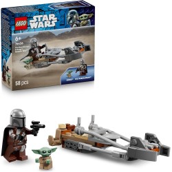 LEGO Star Wars 75436 Speeder Bike del Mandaloriano e di Grogu - Giocattolo con Figura di Grogu e Minifigure di Din Djarin con B