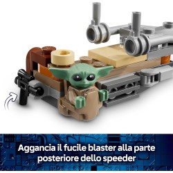 LEGO Star Wars 75436 Speeder Bike del Mandaloriano e di Grogu - Giocattolo con Figura di Grogu e Minifigure di Din Djarin con B