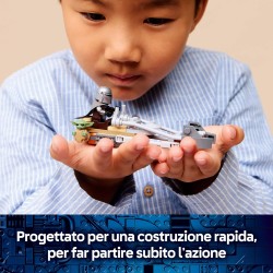 LEGO Star Wars 75436 Speeder Bike del Mandaloriano e di Grogu - Giocattolo con Figura di Grogu e Minifigure di Din Djarin con B