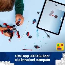 LEGO | 76337 Marvel Mech di Miles Morales vs. Spider-Man 2099 - Giocattolo dei Supereroi con Action Figure, 2 Minifigure, Raggi