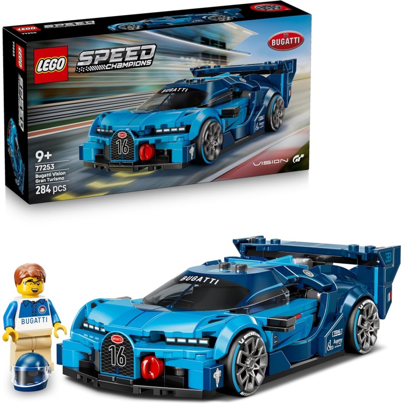 LEGO 77253 Speed Champions Super Auto Sportiva Bugatti Vision GT - Modello di Macchina Giocattolo con Minifigure da Collezione