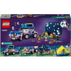 LEGO Friends 42603 Camping-Van Sotto le Stelle con Telescopio Giocattolo, Modellino di Auto 4x4, Mini Bamboline di Nova e Aliya