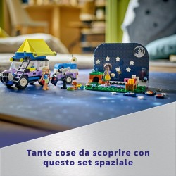 LEGO Friends 42603 Camping-Van Sotto le Stelle con Telescopio Giocattolo, Modellino di Auto 4x4, Mini Bamboline di Nova e Aliya