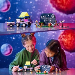 LEGO Friends 42603 Camping-Van Sotto le Stelle con Telescopio Giocattolo, Modellino di Auto 4x4, Mini Bamboline di Nova e Aliya