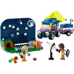 LEGO Friends 42603 Camping-Van Sotto le Stelle con Telescopio Giocattolo, Modellino di Auto 4x4, Mini Bamboline di Nova e Aliya