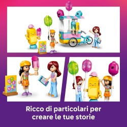 LEGO Friends 42692 Bancarella dei Gelati con Palloncini - Negozio Giocattolo con Bici, 2 Mini Bamboline, Accessori, Cibo e Masc